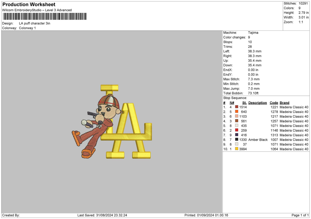 La Puff 0109 Embroidery File 6 sizes