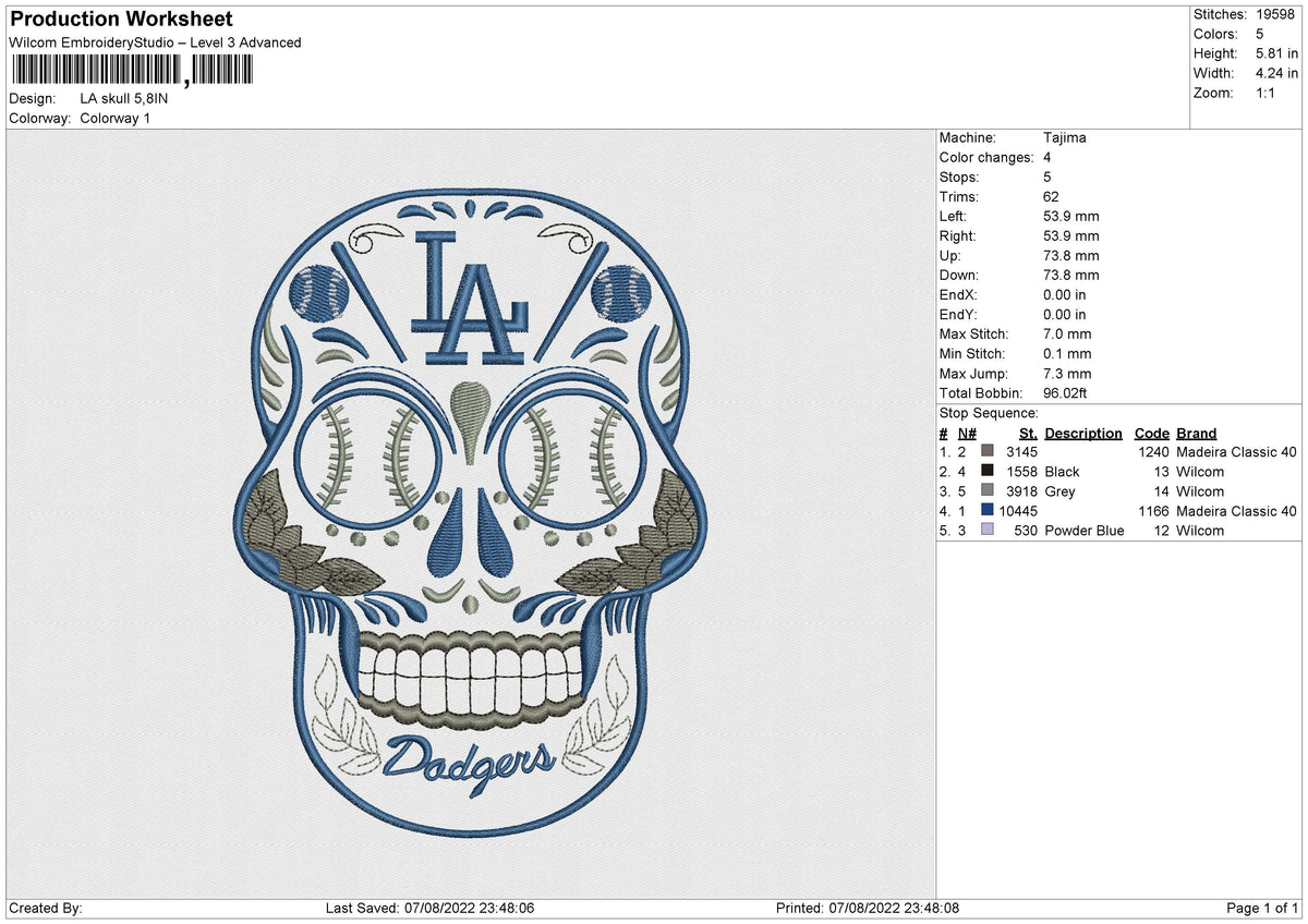 LA skull Embroidery