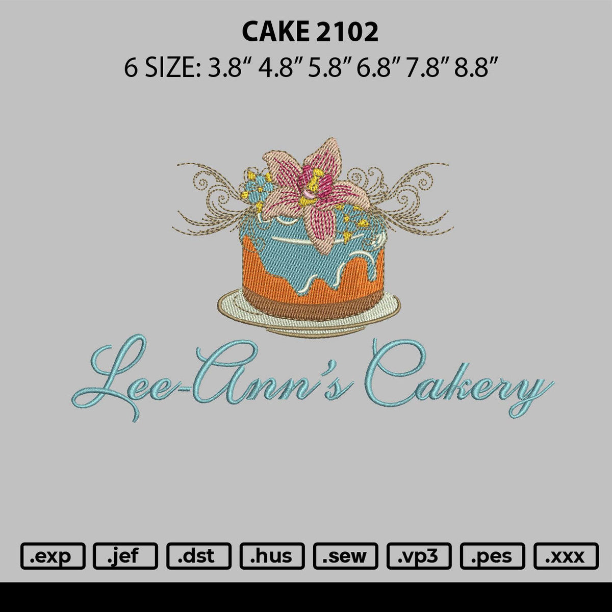 Cake 2102 Embroidery File 6 sizes