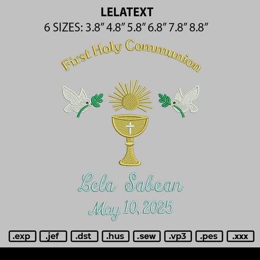 Lelatext Embroidery File 6 sizes