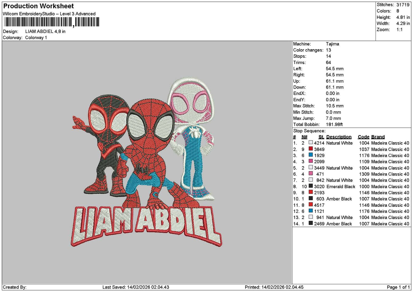 Liamtext 01 Embroidery File 6 sizes