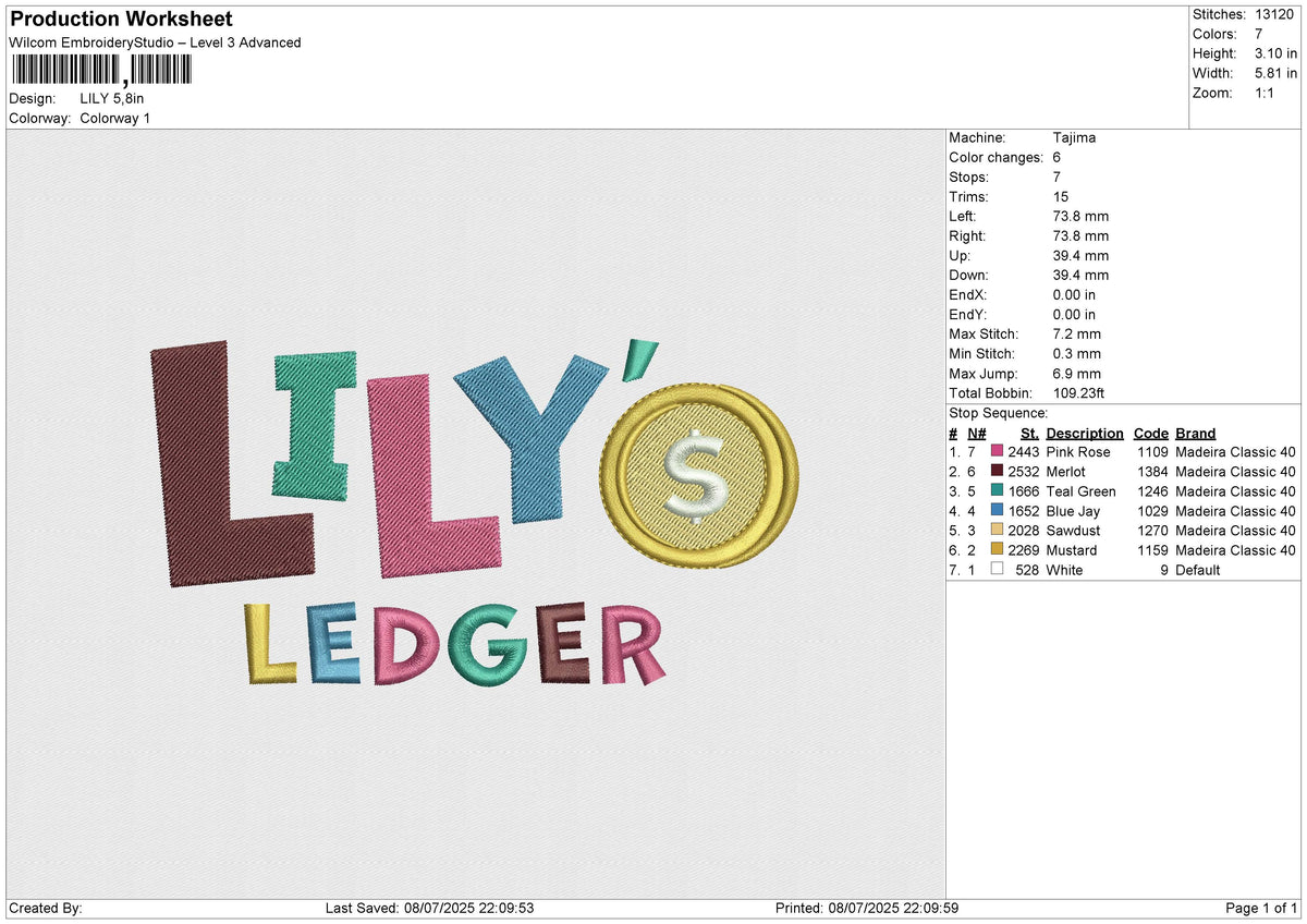 Lili Embroidery File 6 size