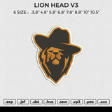 LION HEAD V3 Embroidery File 6 size