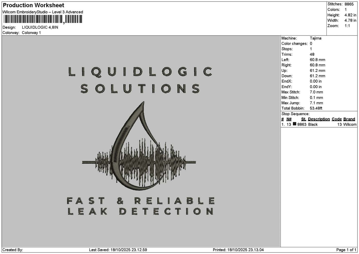 Liquidtext 1810 Embroidery File 6 sizes