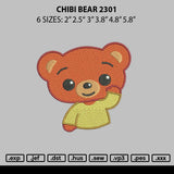 Chibi Bear 2301 Embroidery File 6 sizes