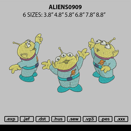Aliens0909 Embroidery File 6 sizes