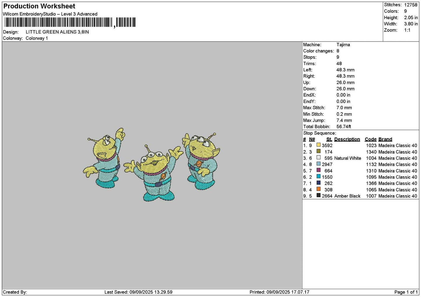 Aliens0909 Embroidery File 6 sizes