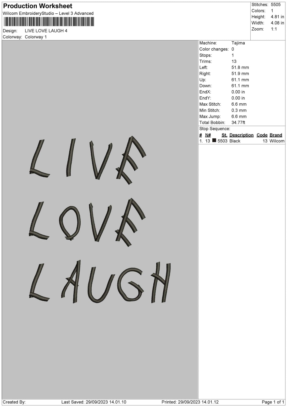 Live Love Embroidery File 6 sizes