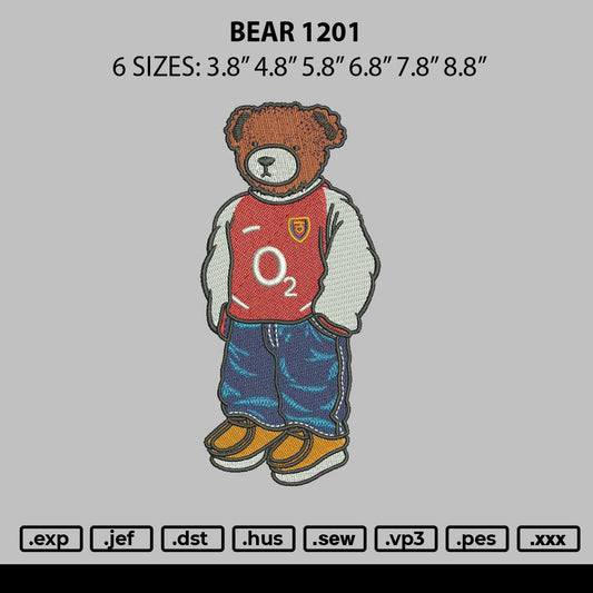 Bear 1201 Embroidery File 6 sizes