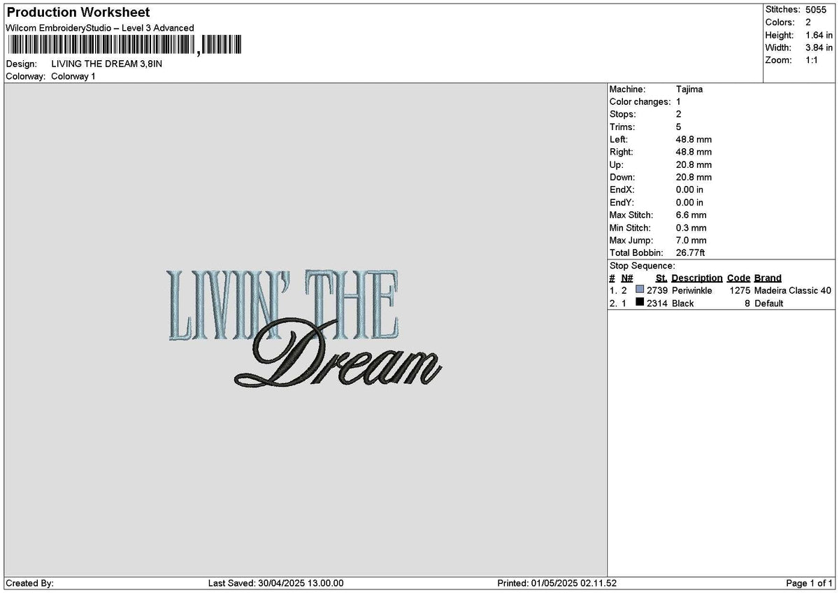 Livingtext 0105 Embroidery File 6 sizes