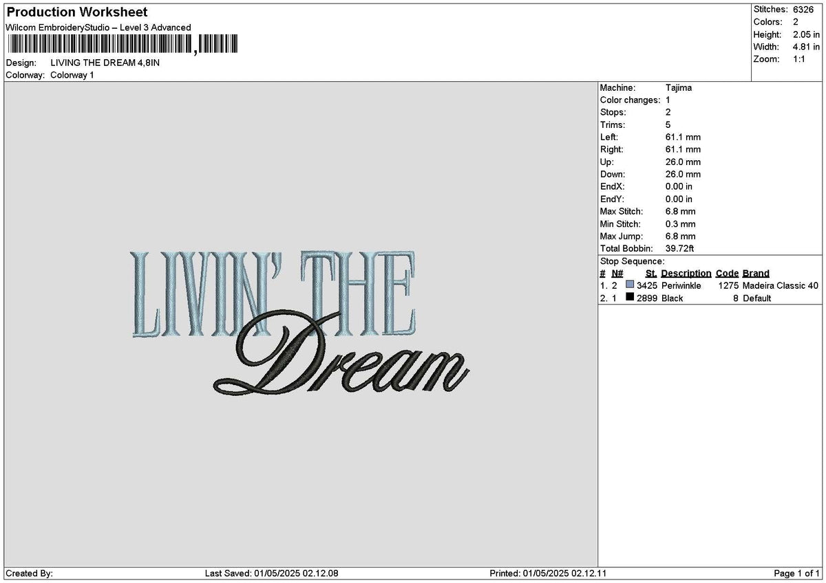 Livingtext 0105 Embroidery File 6 sizes