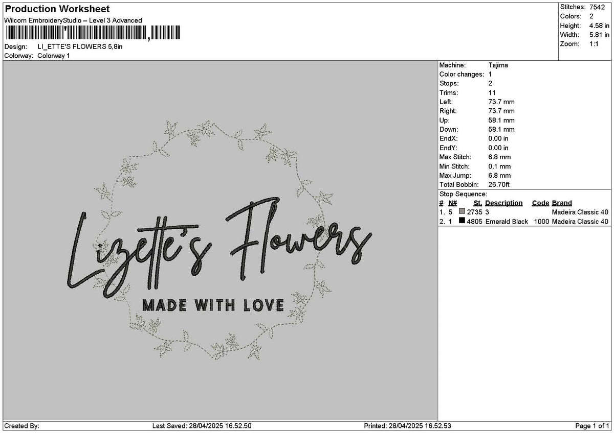 Flowerscircle 2804 Embroidery File 6 sizes