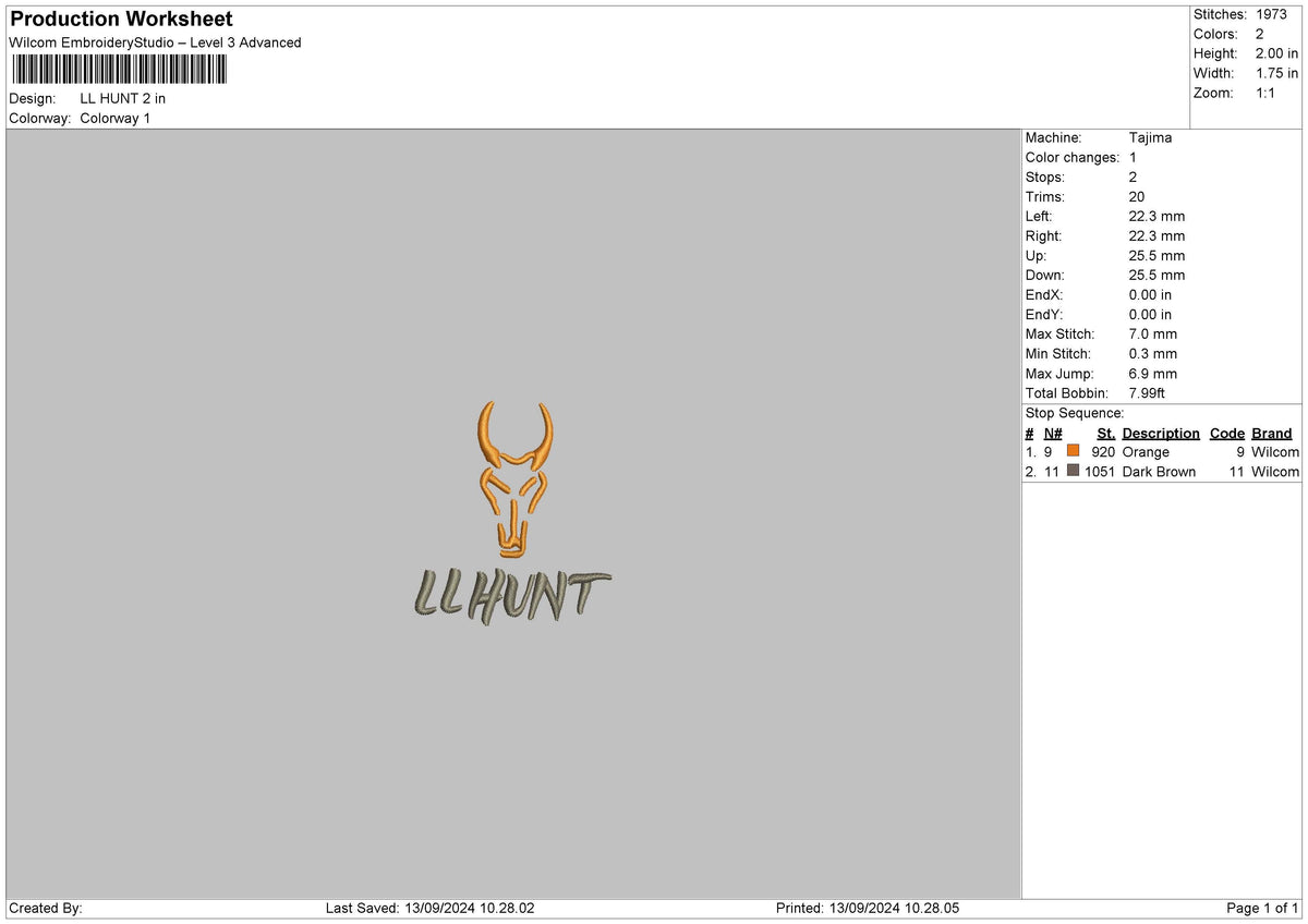 Hunt Text 02 Embroidery File 6 sizes