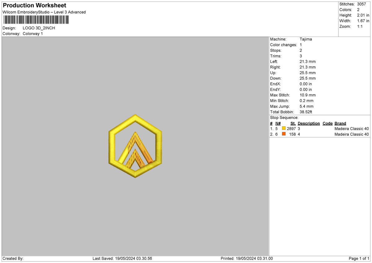 Logo1905 Embroidery File 6 sizes