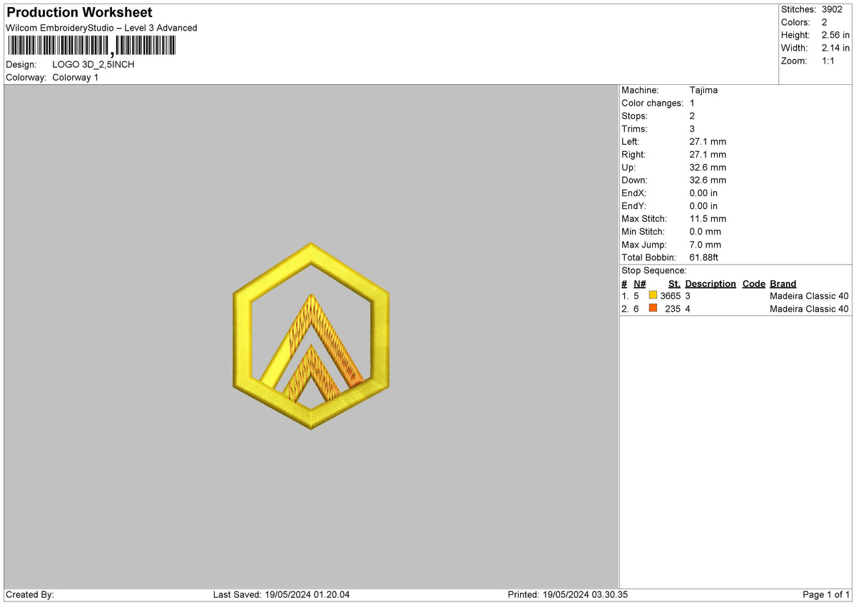Logo1905 Embroidery File 6 sizes