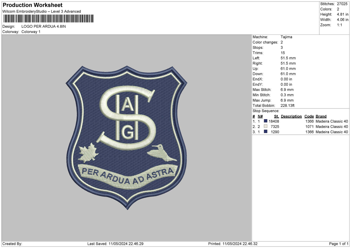 Sagtext Embroidery File 6 sizes