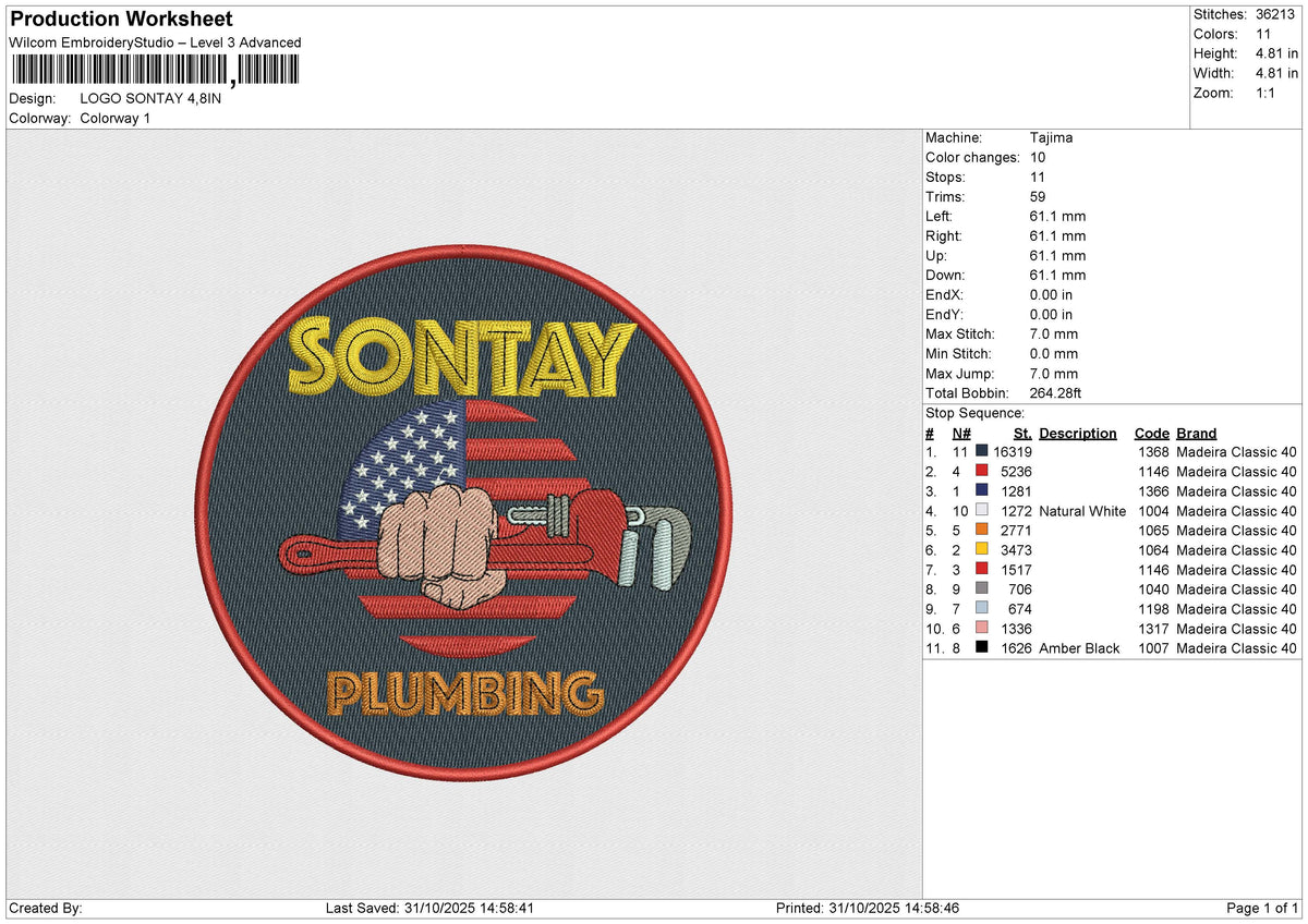LOGO SONTAY Embroidery File 6 sizes