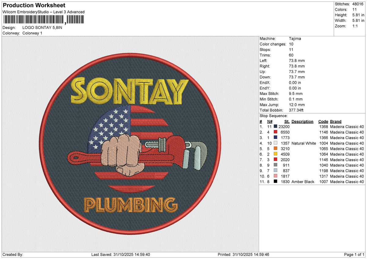LOGO SONTAY Embroidery File 6 sizes