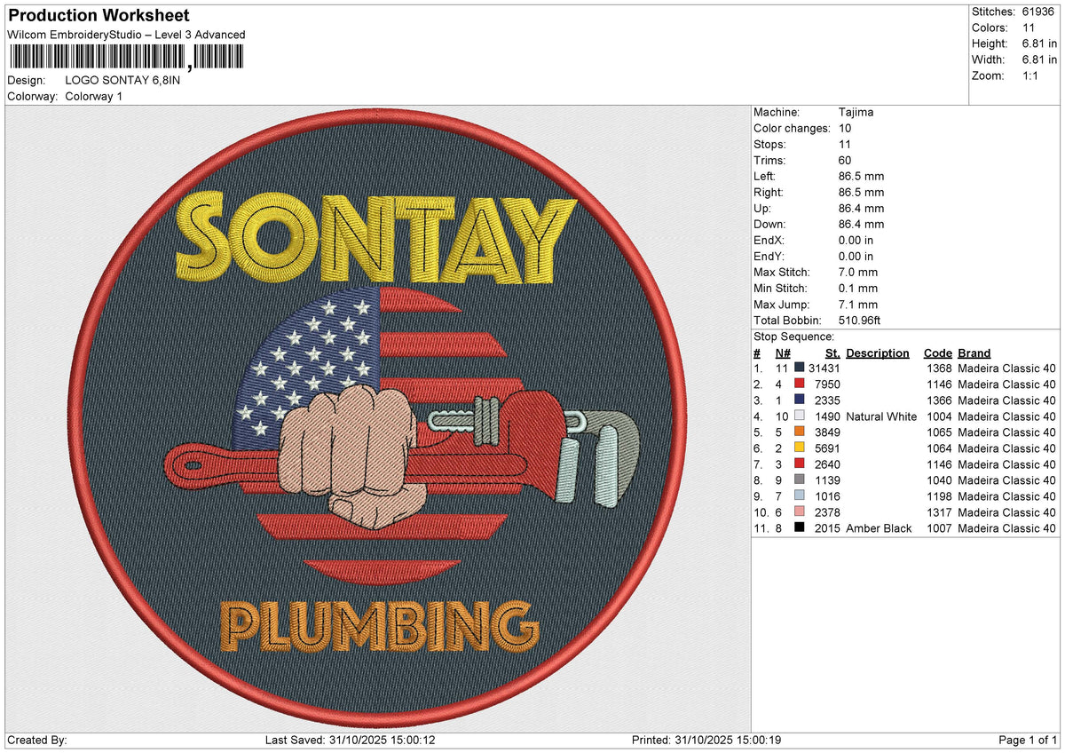 LOGO SONTAY Embroidery File 6 sizes