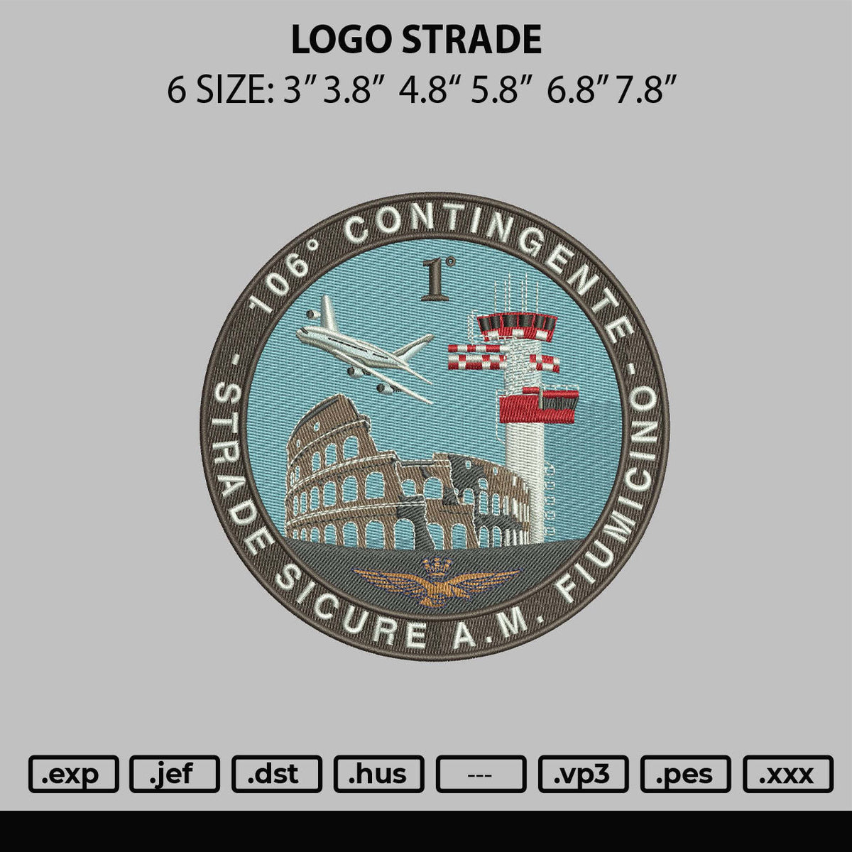 Logo Strade Embroidery File 6 sizes