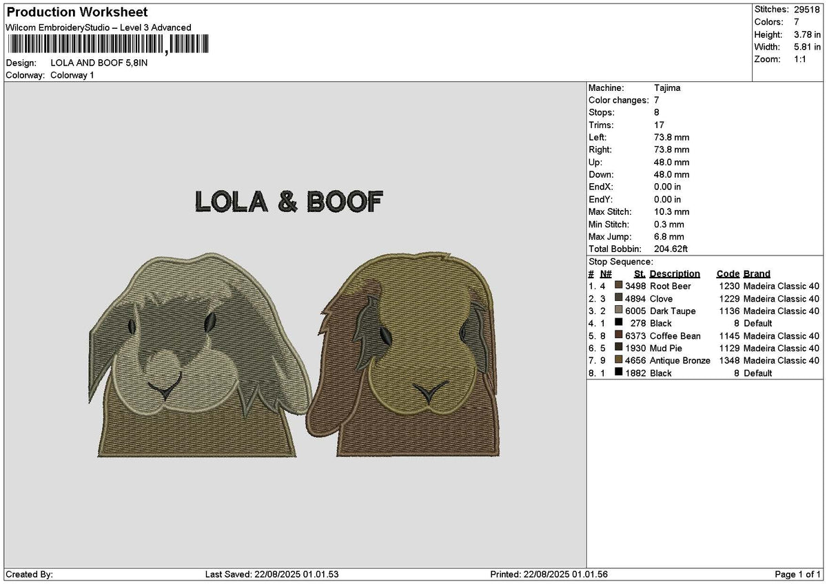 Rabbits 2208 Embroidery File 6 sizes