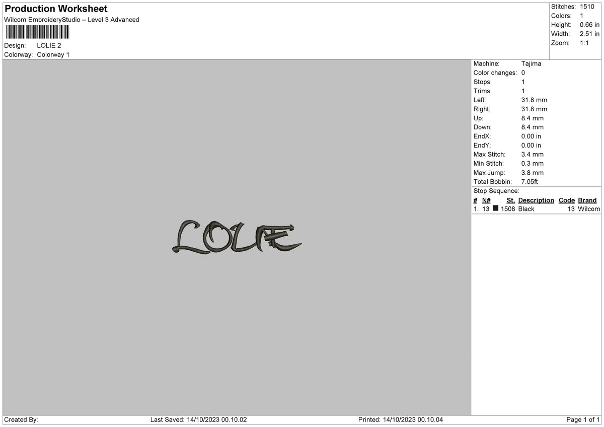 Lolie Embroidery File 6 sizes