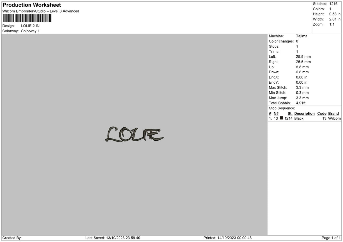 Lolie Embroidery File 6 sizes