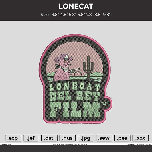LONECAT Embroidery File 6 sizes