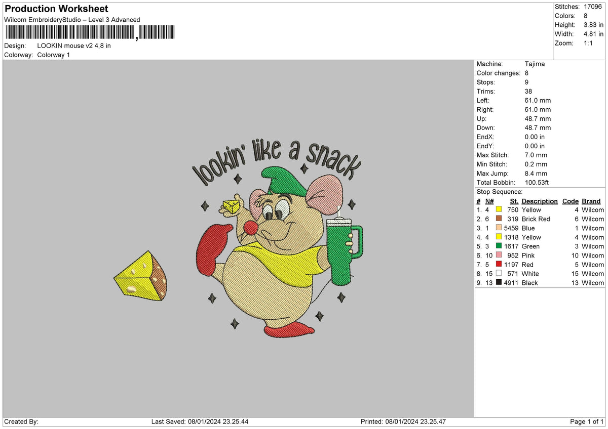 Mouse Text 02 Embroidery File 6 sizes