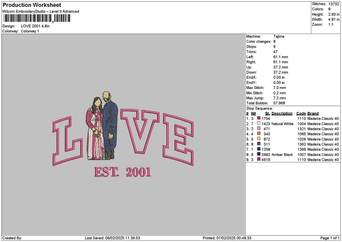 Love Photoflat 2001 Embroidery File 6 sizes