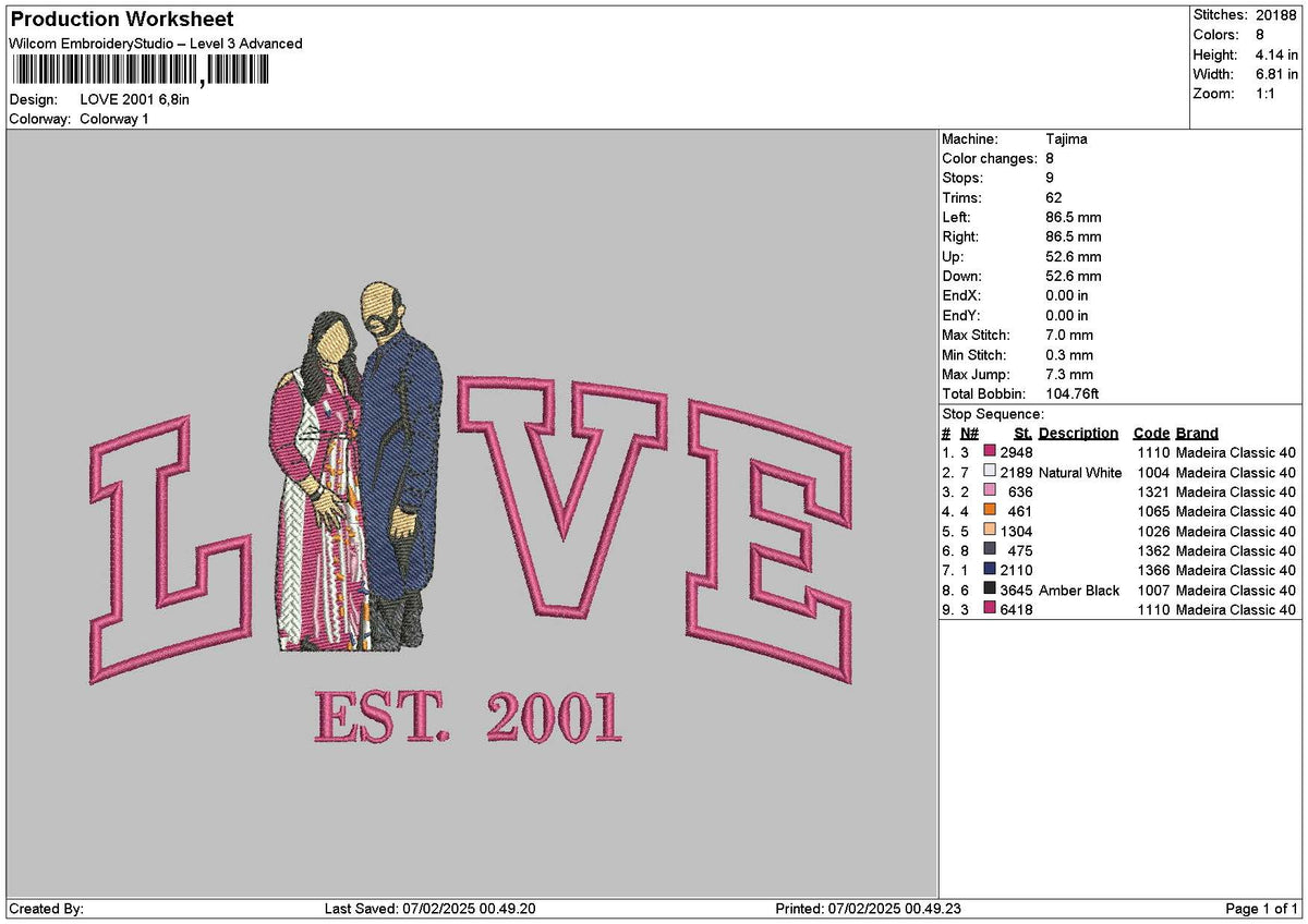 Love Photoflat 2001 Embroidery File 6 sizes