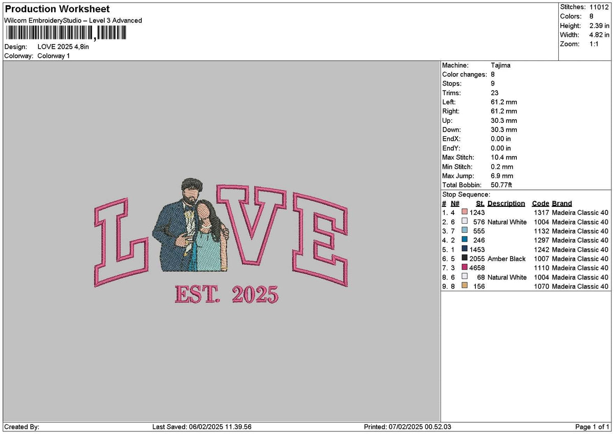 Love Photoflat 2025 Embroidery File 6 sizes