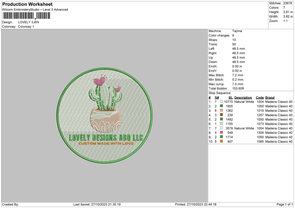 Lovely Embroidery File 6 sizes