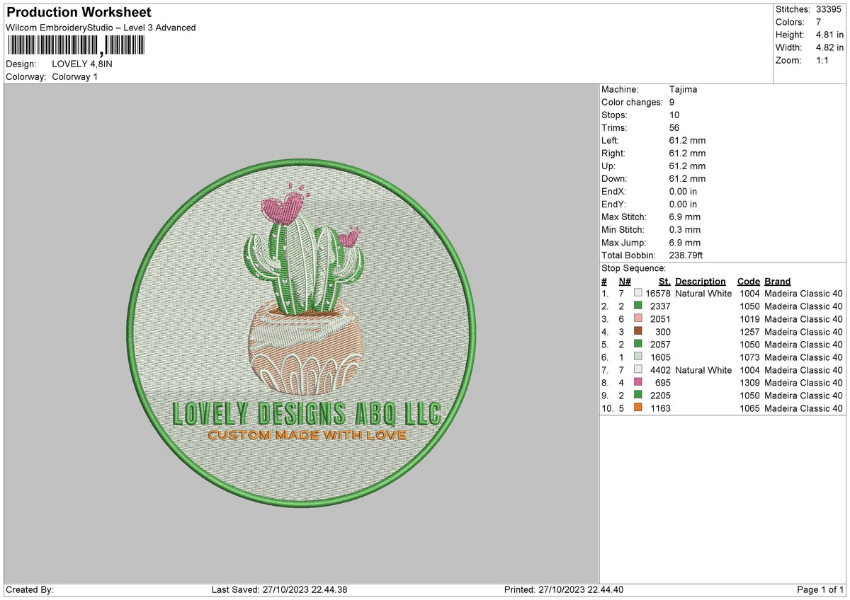 Lovely Embroidery File 6 sizes