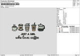 Coffee 1601 Embroidery File 6 sizes