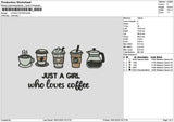 Coffee 1601 Embroidery File 6 sizes