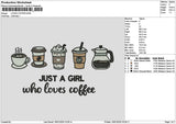 Coffee 1601 Embroidery File 6 sizes