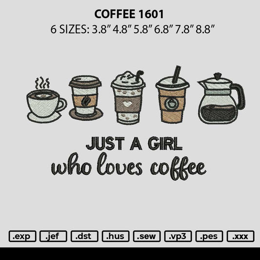 Coffee 1601 Embroidery File 6 sizes