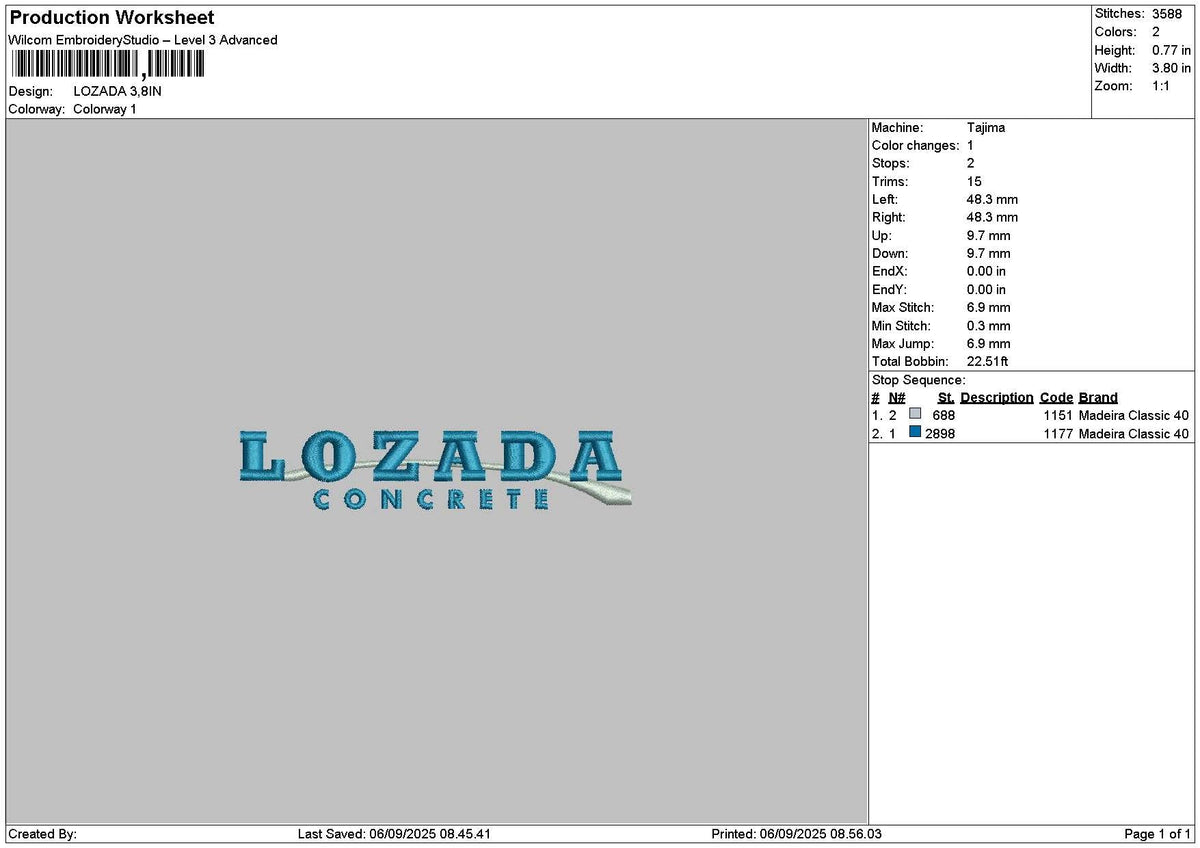 Lozadatext Embroidery File 6 sizes