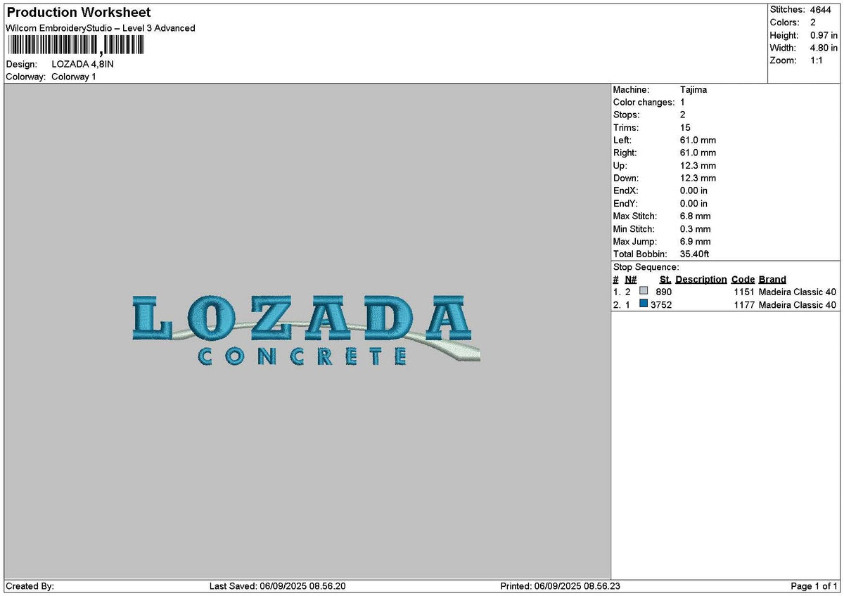 Lozadatext Embroidery File 6 sizes