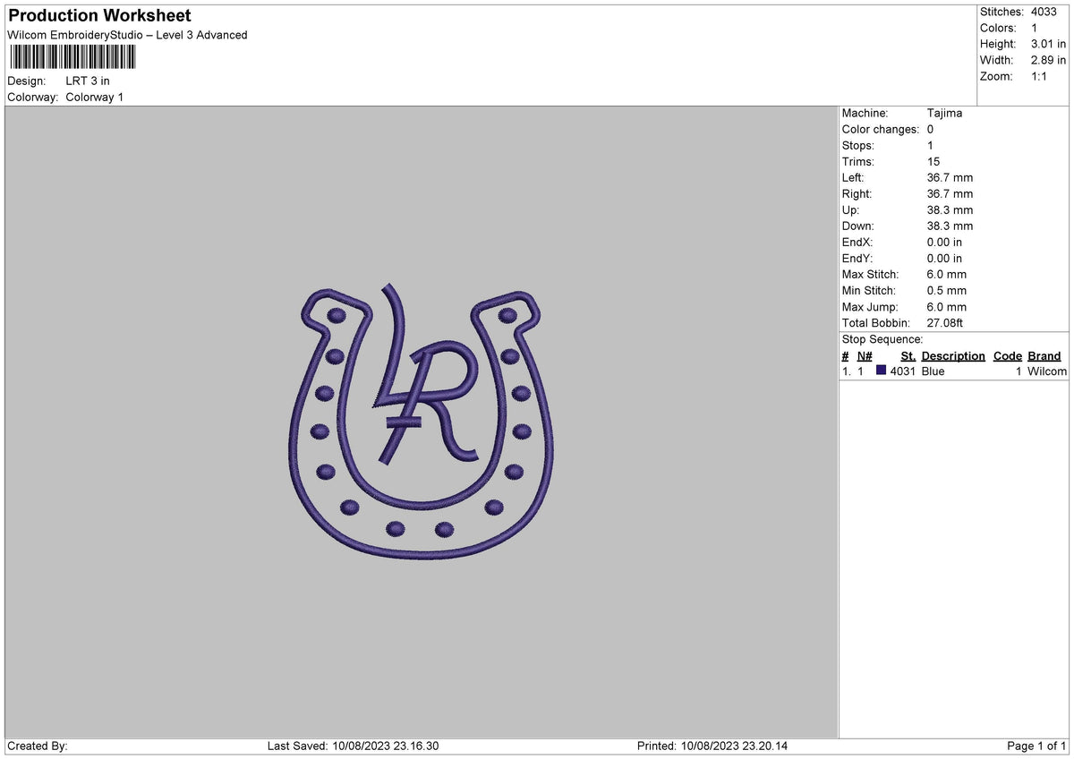 Lrt Embroidery File 6 sizes