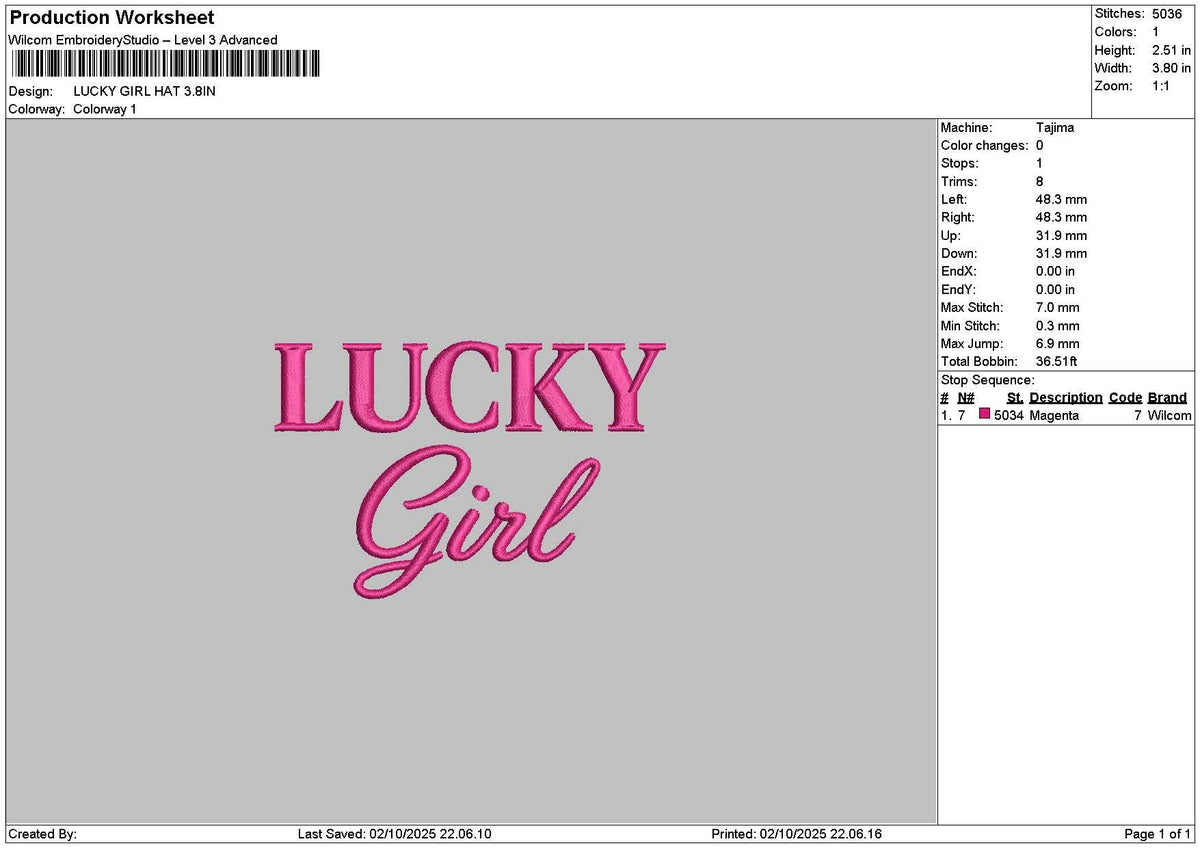 Luckytext 0210 Embroidery File 6 sizes