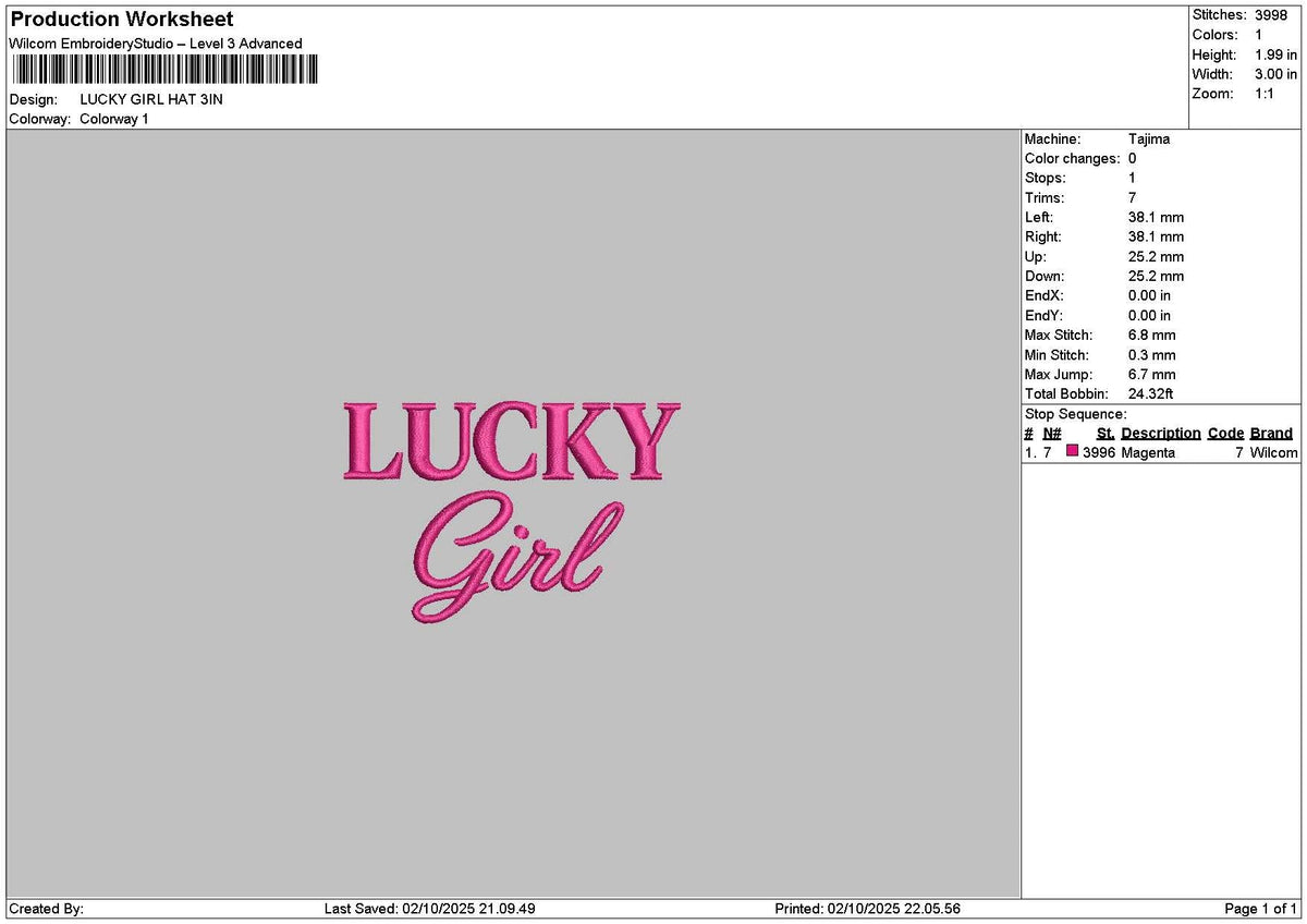 Luckytext 0210 Embroidery File 6 sizes