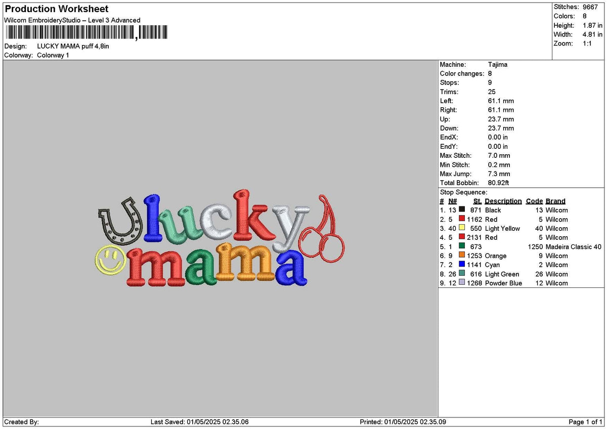Luckytext 0105 Embroidery File 6 sizes