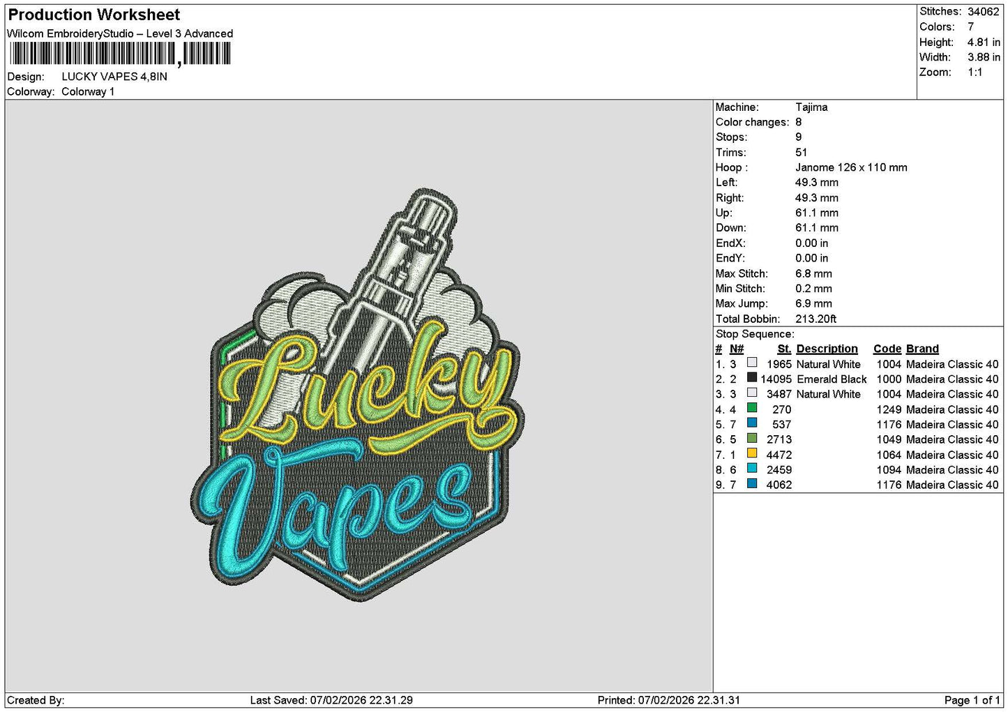 Luckytext 0702 Embroidery File 6 sizes