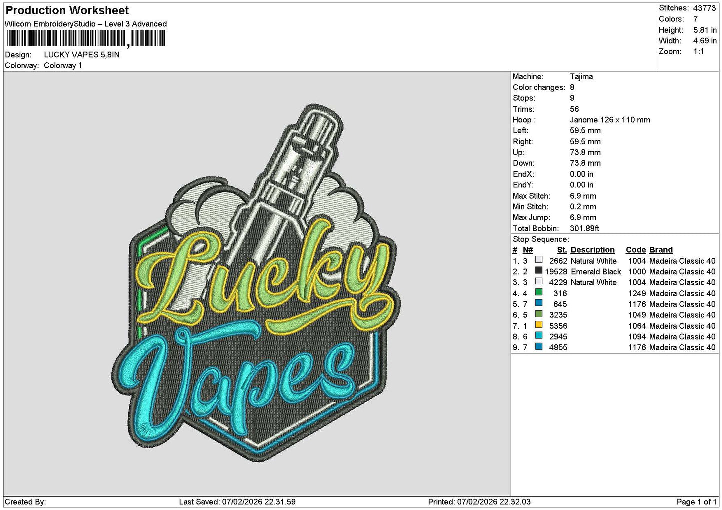 Luckytext 0702 Embroidery File 6 sizes