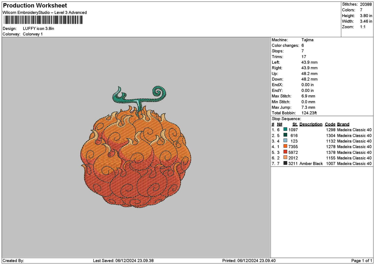 Fruit 0612 Embroidery File 6 sizes