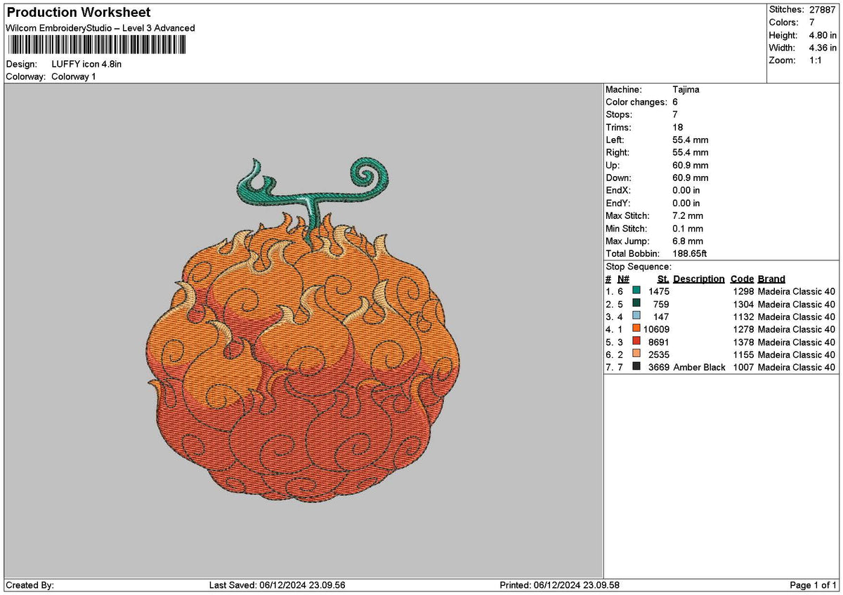 Fruit 0612 Embroidery File 6 sizes