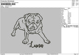 Luna Dog Embroidery File 6 sizes