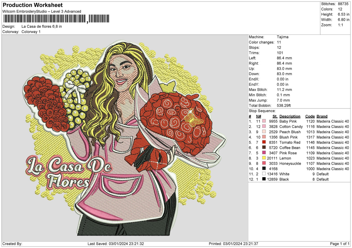 La Casa de flores Embroidery File 6 size